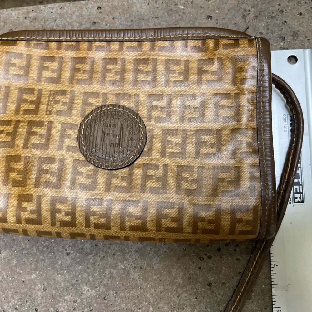 FENDI Vintage FF Zucca Small Monogram Coated Leather Crossbody Bag with COA - Picture 6 of 16